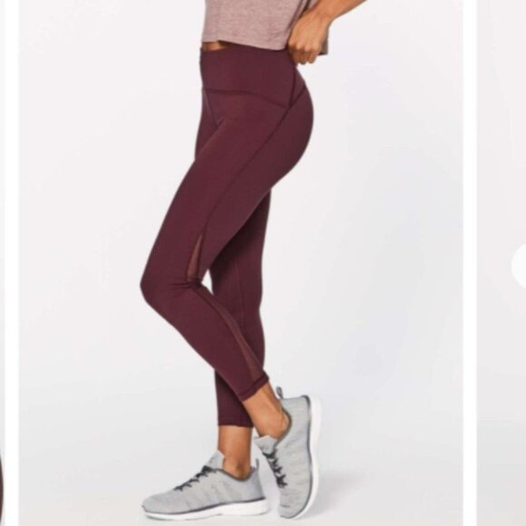 lululemon athletica Pants - Lululemon Train Times 7/8 Pant 19” Cropped Running Leggings Garnet Red Size 6